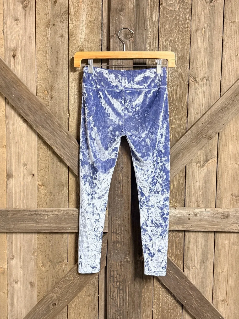 Kids Blue Velvet Leggings